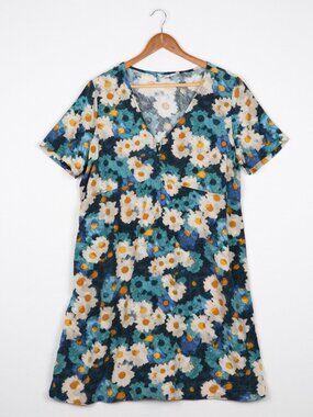Reitmans Floral Daisy V-Neck Dress XL